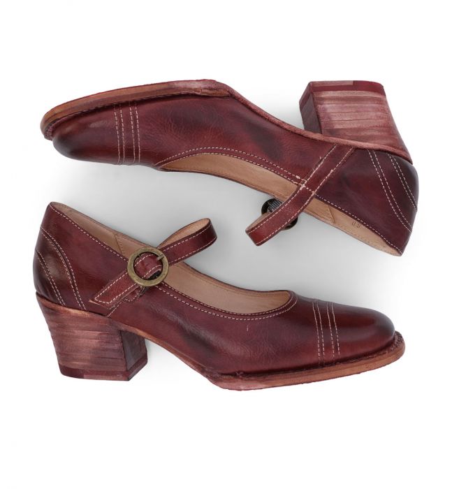 (image for) Twigley Dark Scarlett Leather Shoes with Strap & Buckle